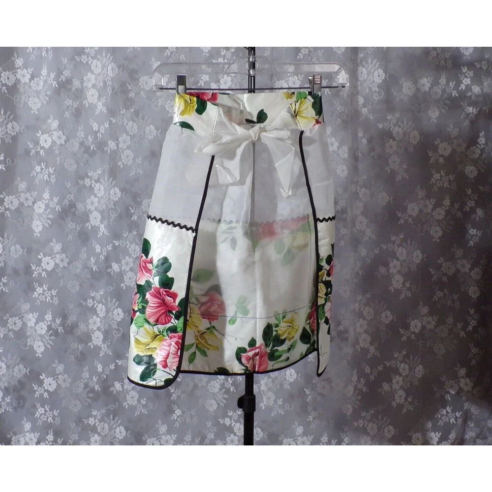 Vintage 50s Floral Apron 1950s Retro Brushed Cotton Kitchen NWT Kresege Co